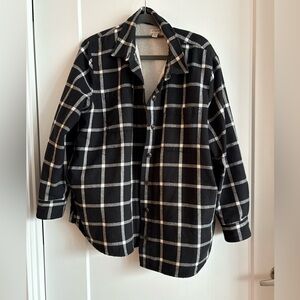 🆕 J. Crew Black & White Plaid Sherpa-lined shirt-jacket - Size LP